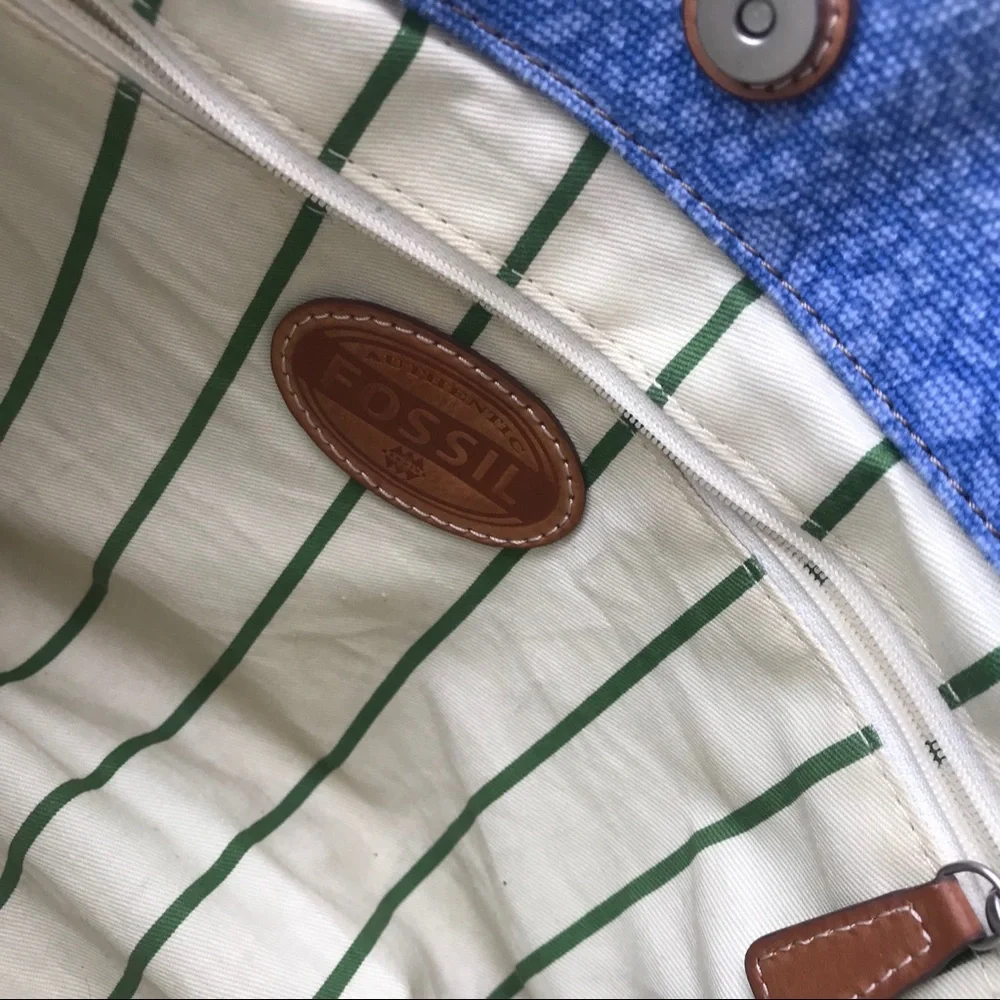 FOSSIL TOTE CANVAS with Leather